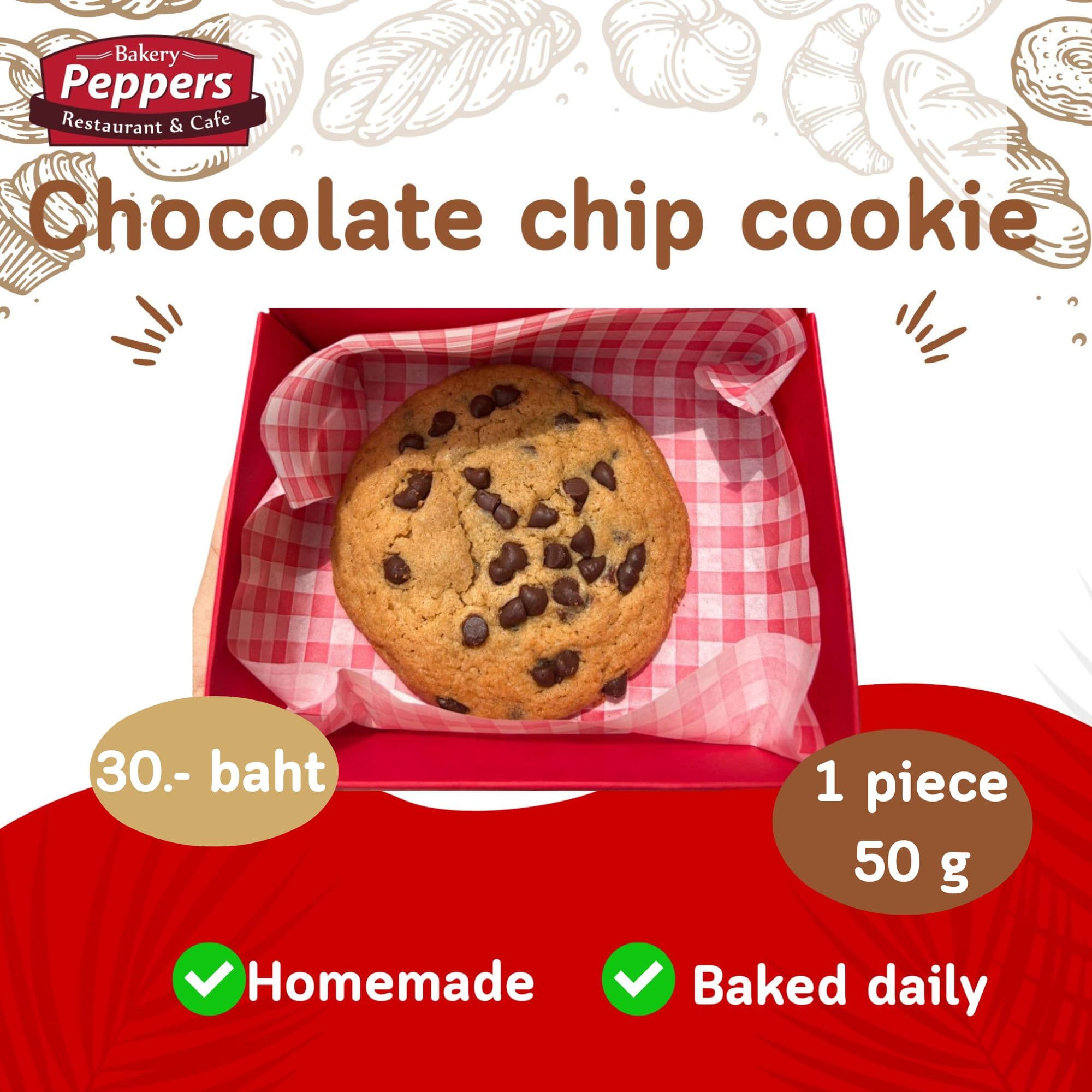 Soft baked Chocolate Chip Cookie