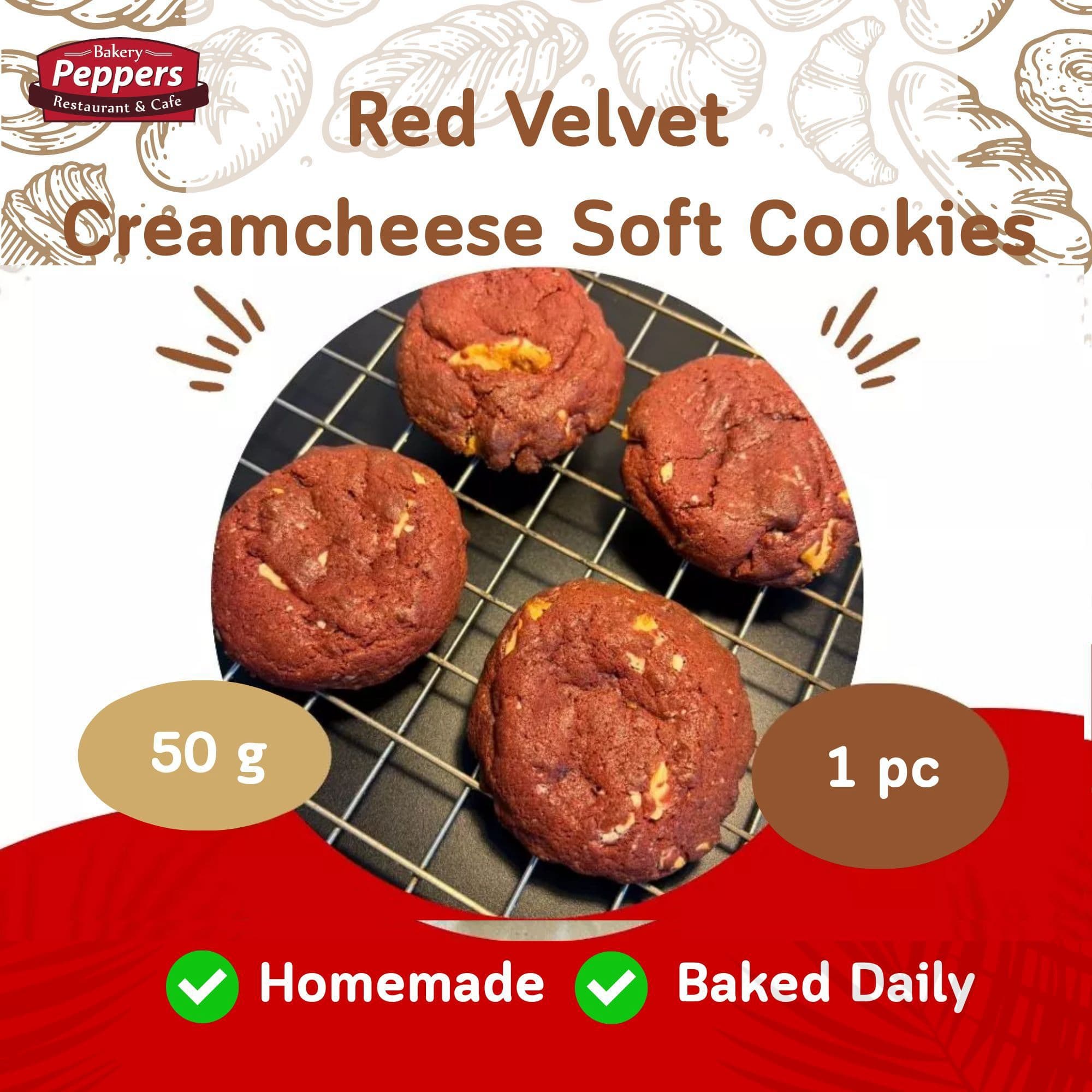 Red Velvet Cream Cheese Soft Cookie